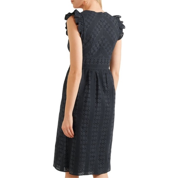 J. Crew Ruffle Sleeve Eyelet Dress Black Size 0 - Picture 4 of 14